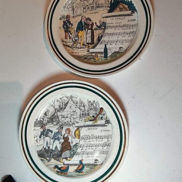 French Opera Plates, ' 2'  Signed dessert plates, Vintage. Limoges - Picture 3 of 4